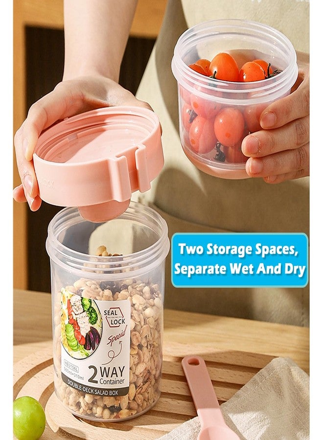 Daasigwaa Breakfast On The Go Cups, Salad Cup To Go, Take And Go Yogurt Cereal Overnight Oats Snack Parfait Containers & Salad Dressing Holder With Fork For Lunch, Fruit & Vegetable Jar(Green,36.2oz) - Image 2